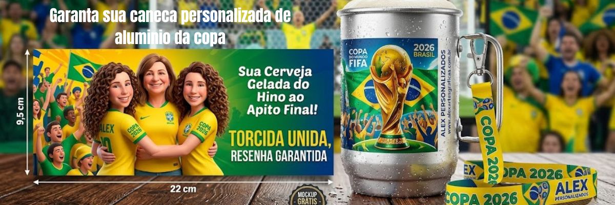Garanta sua caneca personalizada de aluminio da copa